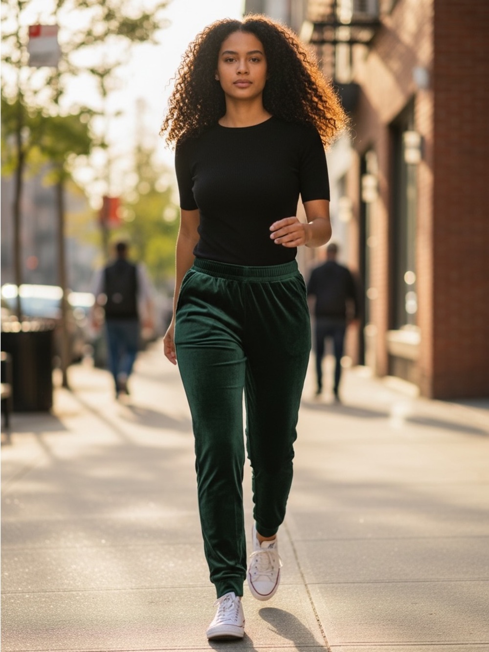 Magaschoni Forest Green Women's Velour Joggers | Size XS